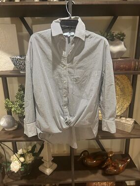 Antonio Meloni XS Striped Button-Down Shirt - Blue/White